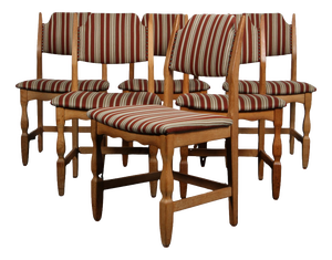 Vintage Dining Chairs in Oak and Wool by Henning Kjærnulf, 1970s, Set of 6