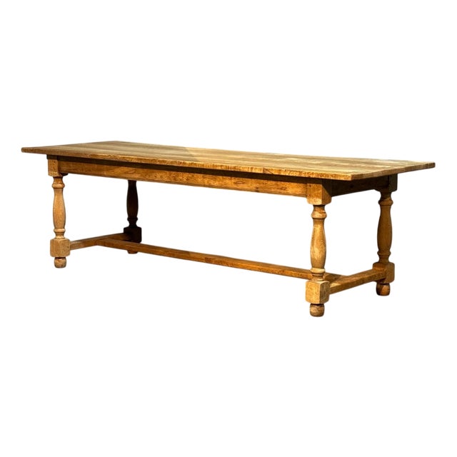 Large Bleached Oak Farmhouse Dining Table, 1920s For Sale