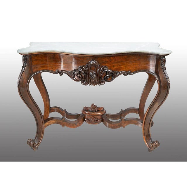 Antique Louis Philippe Neapolitan Console Table with Marble Top For Sale - Image 6 of 6