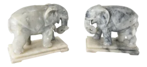Pair of Chinese Carved Soapstone Elephants