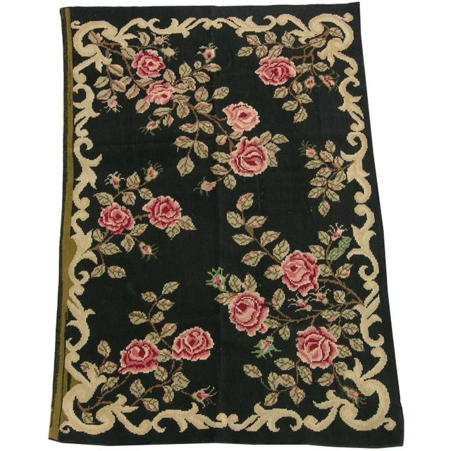 Antique Needlework Floral Rug For Sale - Image 9 of 9
