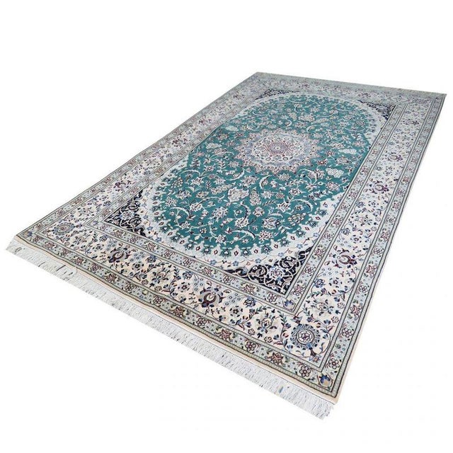 Hand-Knotted Wool and Silk Nain Rug For Sale - Image 3 of 3