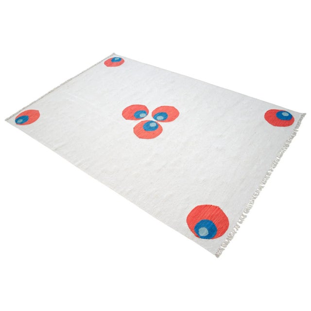 Turkish Silk Rug Kilim Hand Woven Chintemani Motif Oushak Area Rug - 4′3″ × 6′4″ For Sale - Image 6 of 18