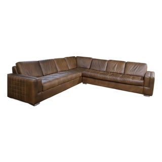 Custom Dark Chocolate Leather Sectional, 2-Piece L-Shape, One-of-a-Kind Statement Sofa For Sale