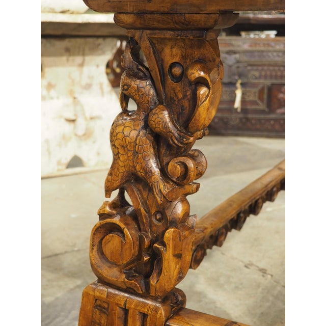 Large 19th C. Italian Renaissance Revival Carved Walnut Fratino Center Table For Sale - Image 9 of 18