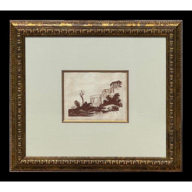 Traditional Pair of 18th-Century Italian Landscape Engravings After Guercino, James Basire, 1764 For Sale - Image 3 of 8