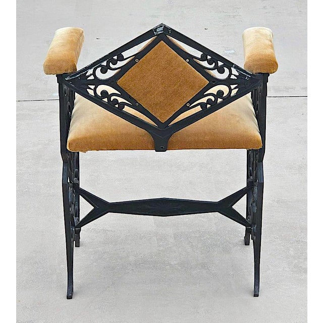 Vintage Art Deco Cast Iron “Paradise Bird” Vanity Chair / Dressing Stool For Sale - Image 14 of 18