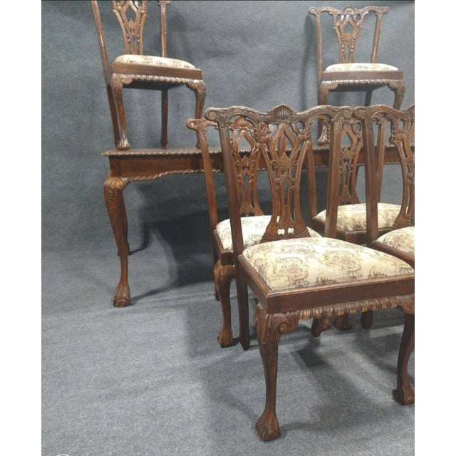 1900s Chippendale-Style Dining Set With Antique Table, 6 Chairs, Set of 7 For Sale - Image 4 of 10
