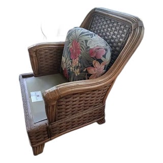 Braxton Culler Rattan Bamboo Wicker Side Arm Chair For Sale