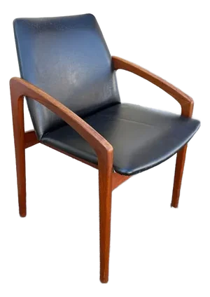 Henning Kjaernulf for Korup Danish Teak Black Vinyl Armchair, 1960s