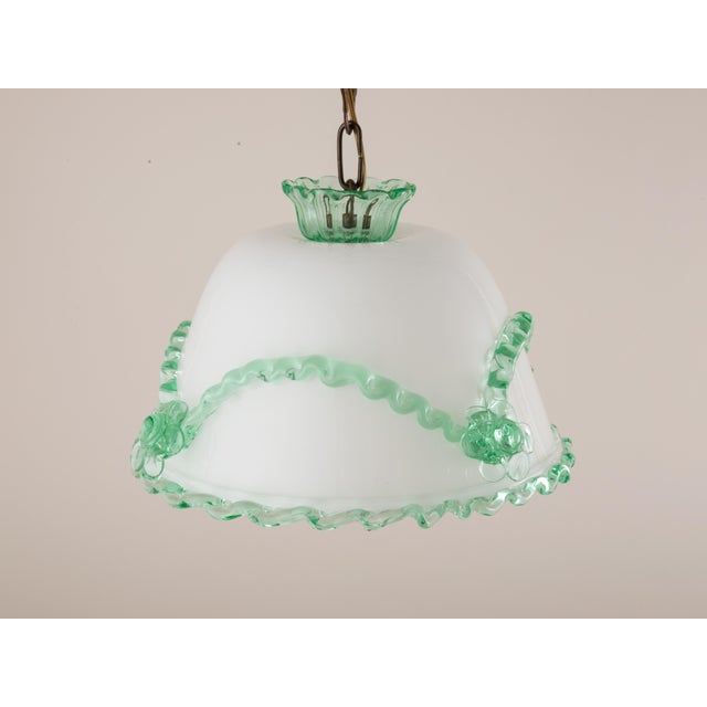 Antique Murano Glass Pendant Light Arsenic Jade Light Green Opaline For Sale - Image 10 of 14