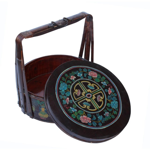 Chinese Handmade Gold Ingot Shape Floral Pattern Bamboo Strip Dim Sum Basket For Sale In San Francisco - Image 6 of 11