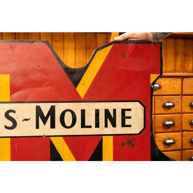 1930s–1940s Minneapolis-Moline Modern Machinery Tin Advertising Sign For Sale - Image 4 of 7
