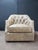 English Luna Button Tufted Leather Swivel Chair For Sale - Image 3 of 9