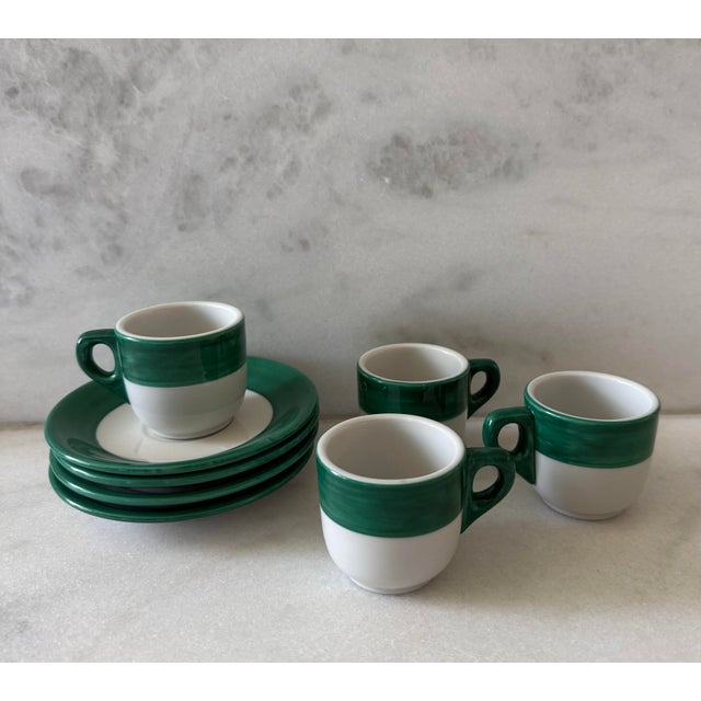 Mid 20th Century Mid 20th Century Set of 4 Shenango Pottery Espresso Cups and Saucers - 8 pcs For Sale - Image 5 of 10