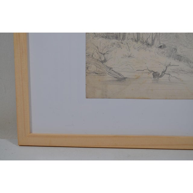 French School of the 20th Century. Pencil Drawing “tree Landscape” For Sale - Image 6 of 10