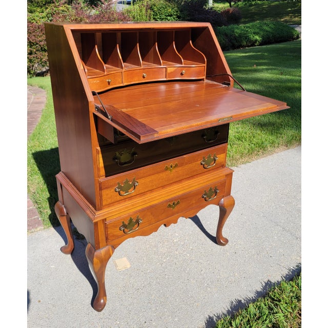 Queen Anne Mid-Twentieth-Century Maple Secretary Desk by Taylor-Jamestown Furniture For Sale - Image 3 of 11