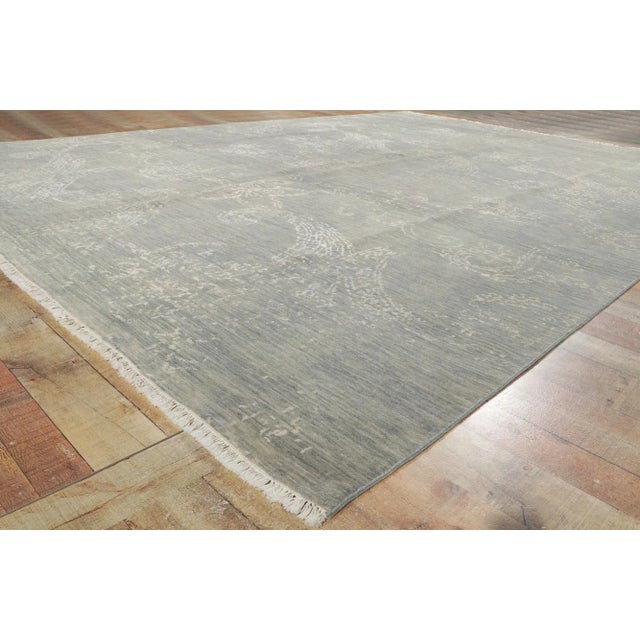 Textile Gray Indian Area Rug - 10'01 X 14'02 For Sale - Image 7 of 11