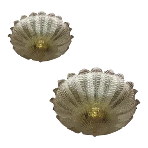 Contemporary Murano Glass Sputnik Chandelier Flush Mount, Mazzega Style Chandeliers - a Pair