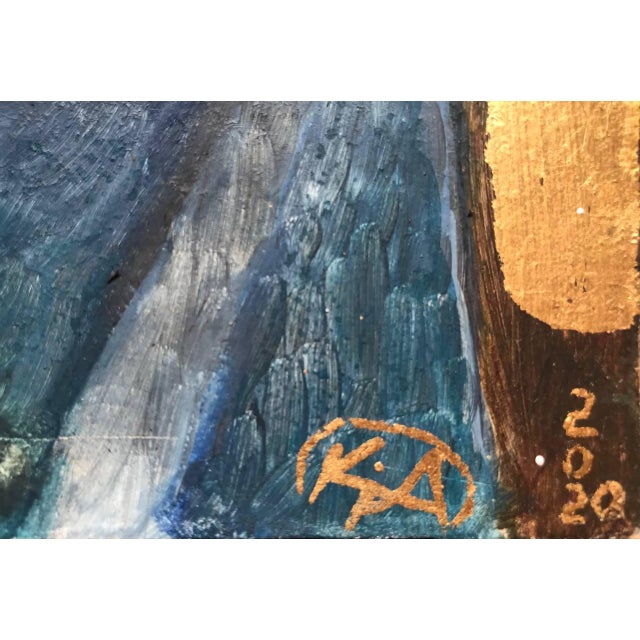 Psychological Symbolist Sur Artwork Original Oil Acrylic and Gold Leaf Painting on Chipboard Figurative Art For Sale - Image 4 of 6