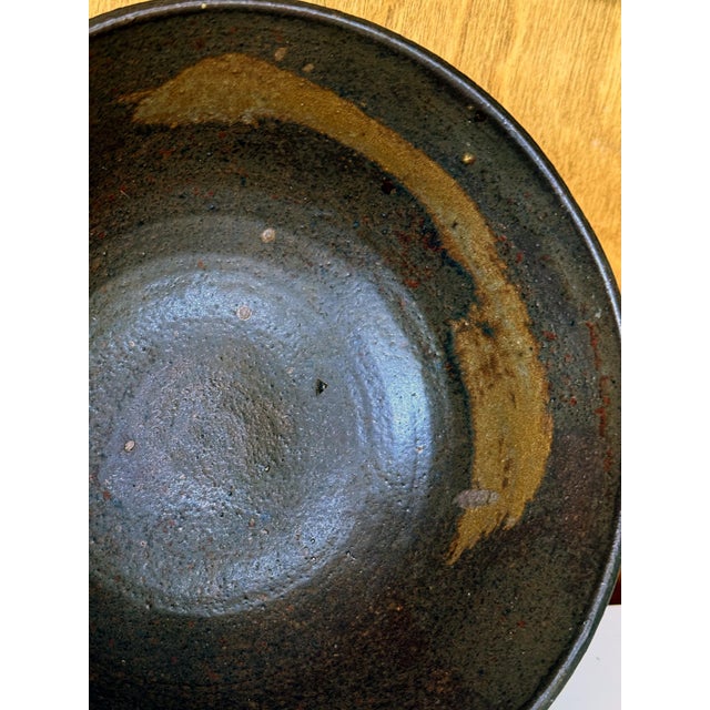 Late 20th Century Large Ceramic Bowl with Abstract Glaze by Toshiko Takaezu For Sale - Image 5 of 15