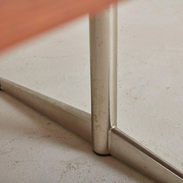 Brown Arne Jacobsen Style Rectangular Chrome + Wood Coffee Table, Denmark For Sale - Image 8 of 11