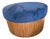 West Elm Drum Shaped Storage Ottoman, Sapphire For Sale