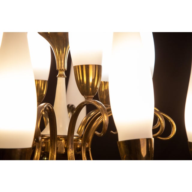 Stilnovo Brass 18 Light Chandelier, 1950s For Sale - Image 12 of 13