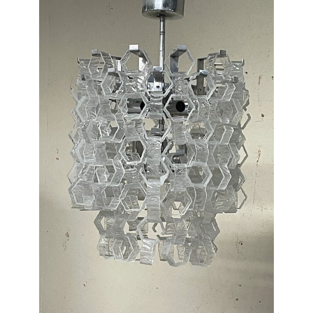 Cascade Chandelier with Hexagonal Glass attributed to Av Mazzega, 1970s For Sale - Image 12 of 18