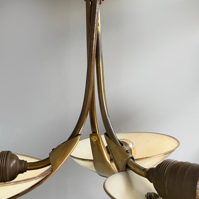 Mid-Century Modern Italian Chandelier in Glass and Brass, 1950s For Sale - Image 15 of 18