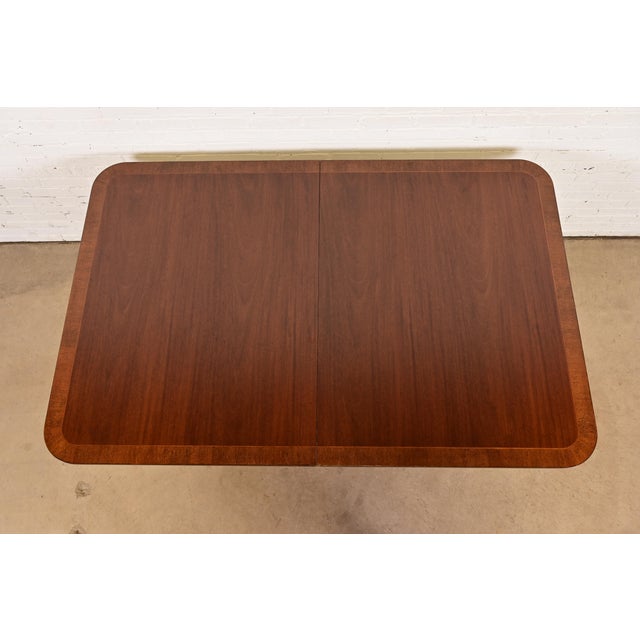 Baker Furniture Historic Charleston Georgian Banded Mahogany Double Pedestal Extension Dining Table, Newly Refinished For Sale - Image 9 of 14