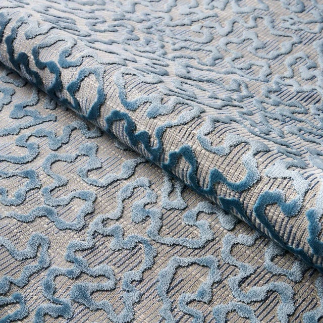 Schumacher Janis Velvet Fabric in Moonstone For Sale