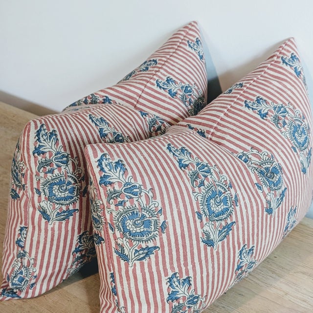 Indian Carolina Irving Indian Flower Lumbar Pillows - Set of 2 For Sale - Image 3 of 5