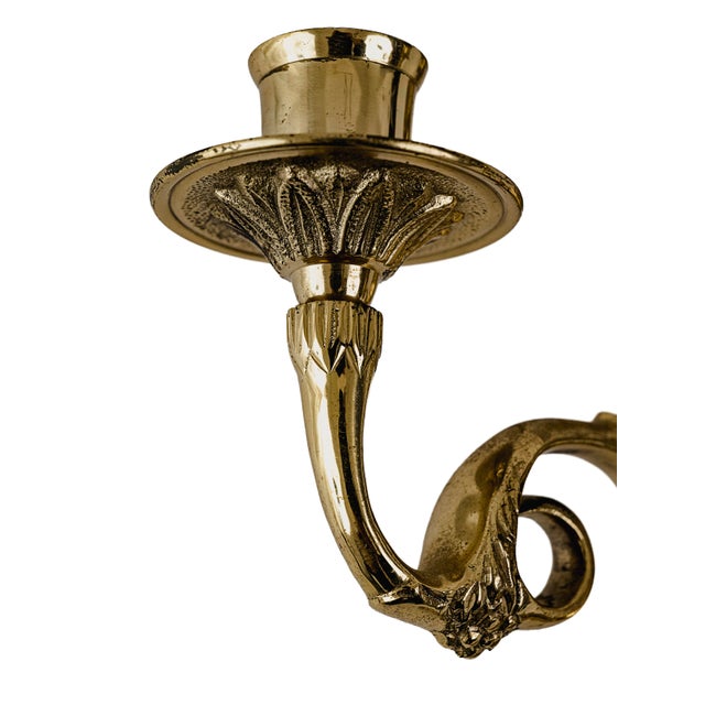 French Neoclassical Style Bronze/Brass Two-Arm Wall Sconces Set of 2 For Sale - Image 14 of 15