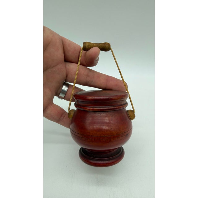 A Fine Antique Pennsylvania Red Painted Turned Folk Art Treenware Container, Circa 1910's For Sale - Image 12 of 12