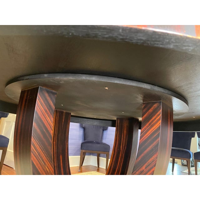 Vintage Art Deco Macassar Ebony Round Dining Table For Sale - Image 9 of 16