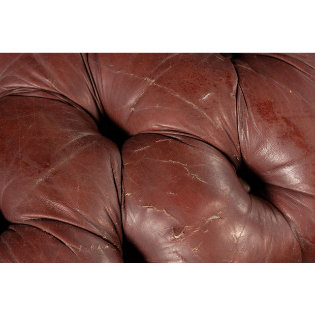 Late 20th Century Tufted Leather Chesterfield Sofa in Burgundy For Sale - Image 15 of 15