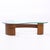Vladimir Kagan Style Mid Century Walnut and Glass Biomorphic Coffee Table This coffee table measures: 51.5 wide x 31 deep...