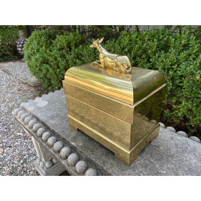 Metal 1980s Chapman Brass Box With Whippet Handles For Sale - Image 7 of 16