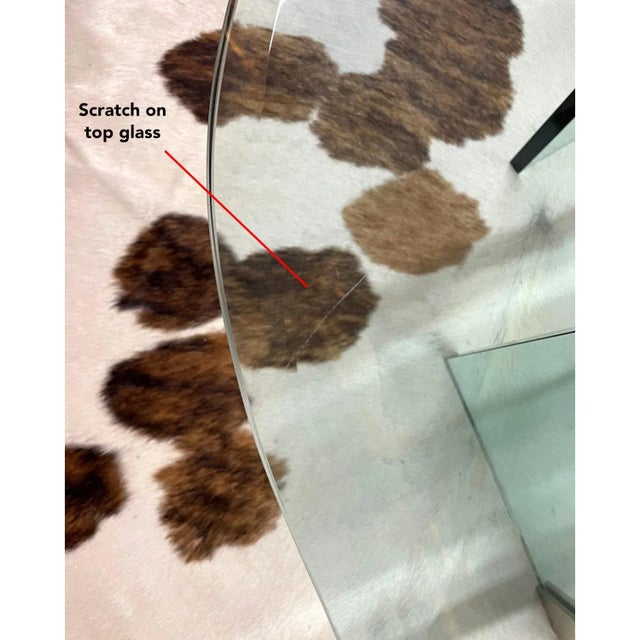 Modern Pace Collection Glass and Scalloped Brass Navette Oval Coffee