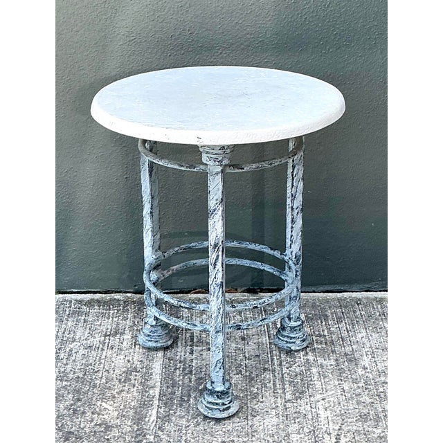 Late 20th Century Vintage Postmodern Cast Aluminum Outdoor Side Table - 895 For Sale - Image 5 of 12