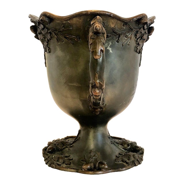 Silver Art Nouveau Engraved Silverplate Trophy With Oak Leaves and Acorns For Sale - Image 8 of 12