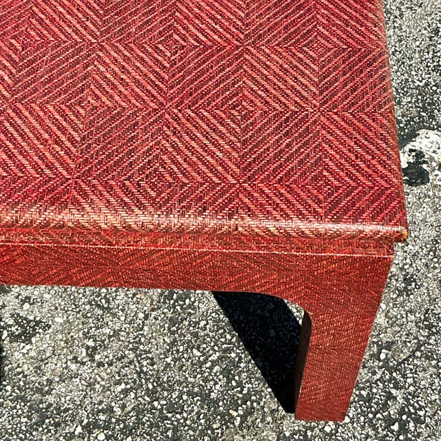Modern Vintage Boho Harrison Van Horn Grasscloth Coffee Table For Sale - Image 3 of 10