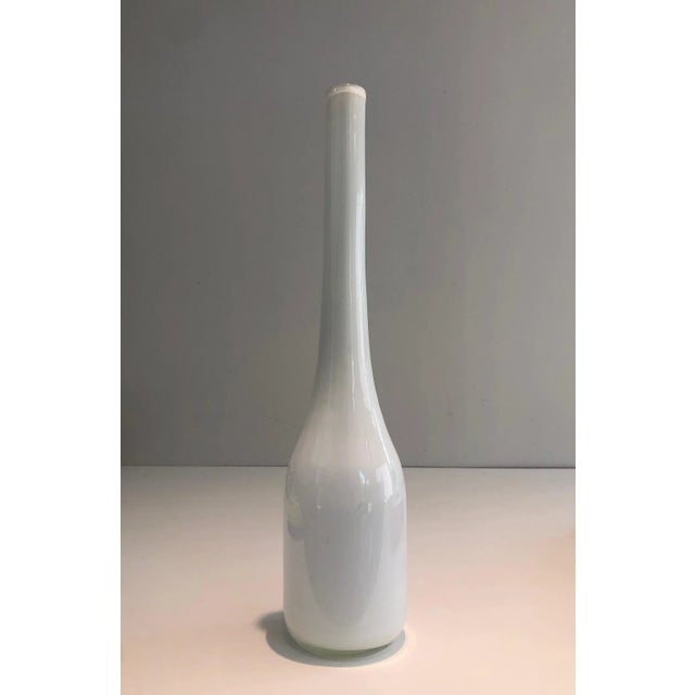 Circa 1970 French Tall White Opaline Glass Vase For Sale - Image 4 of 9