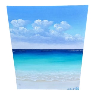 Turks and Caicos Shoreline, Original Signed Art, Acrylic on Canvas For Sale