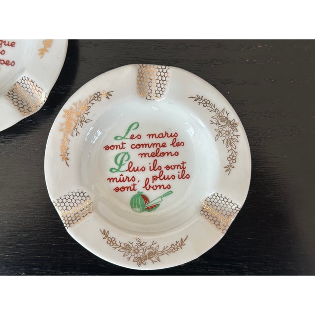 This set of five vintage French Limoges ashtrays would make a unique home decor accent. The small porcelain ashtrays can...