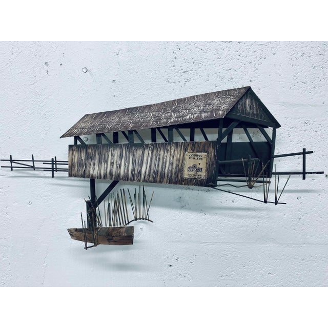 Curtis Jere Artisan House Mid-Century Country Barn Bridge With Row Boat, 1995 For Sale - Image 11 of 11