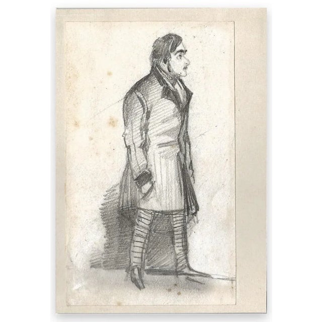 Man pants with side line is an original drawing in pencil point grisen on paper, realized by E.O. Wauquier (1808-1869)....