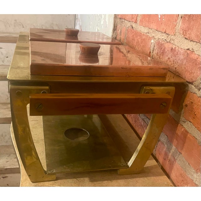 Mid 20th Century Copper Brass Buffet Double Serving Warmer Bakelite Handles Industrial Catering For Sale - Image 10 of 11