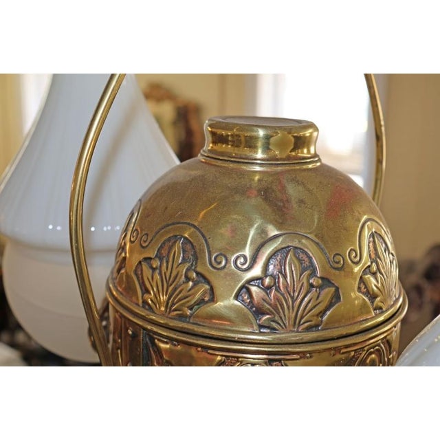 Brass 19th Century Angle Lamp Co. Double Angle Lamp Brass Kerosene Chandelier For Sale - Image 8 of 12